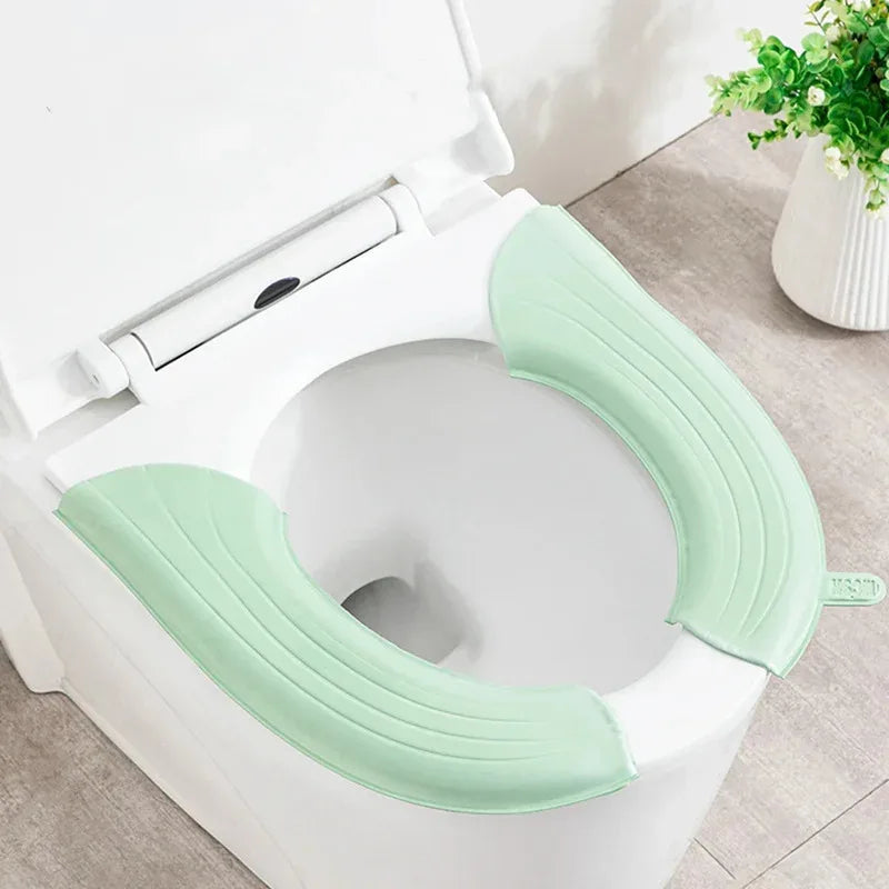 2Pc/Set Waterproof Toilet Seat Cover, Washable Universal Soft Toilet Seat Cushion, Solid Color Bathroom Accessories