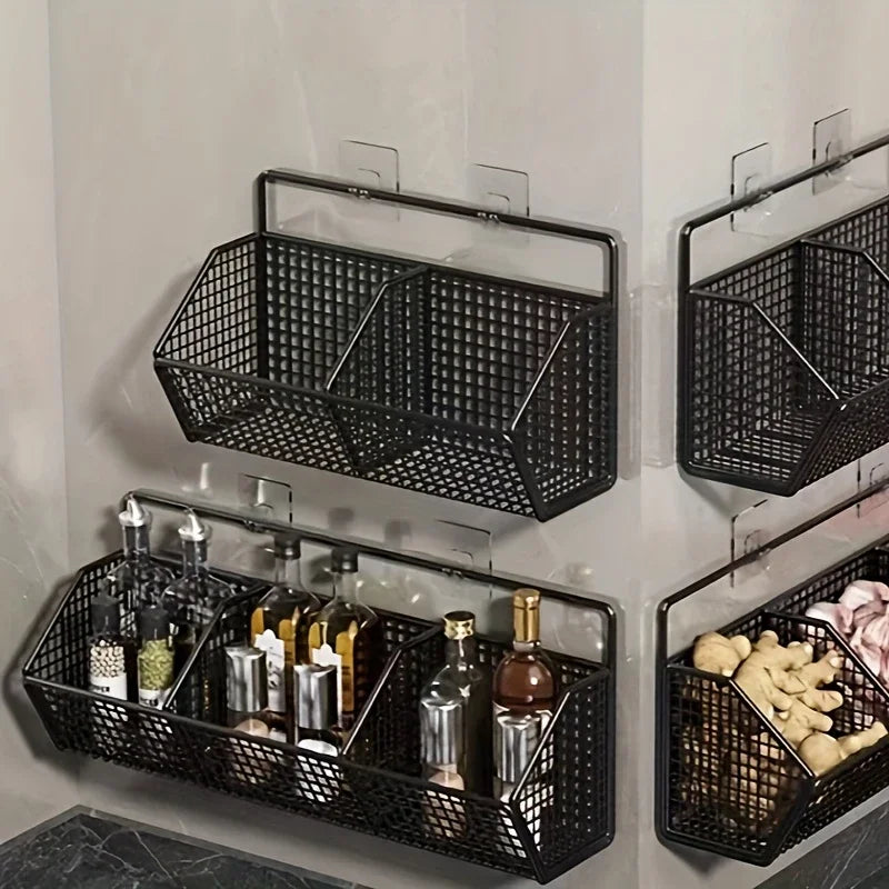 Wall Mounted Kitchen Storage Basket Durable Wire Storage Rack for Vegetables and Fruits Suitable for Home Organization 2030