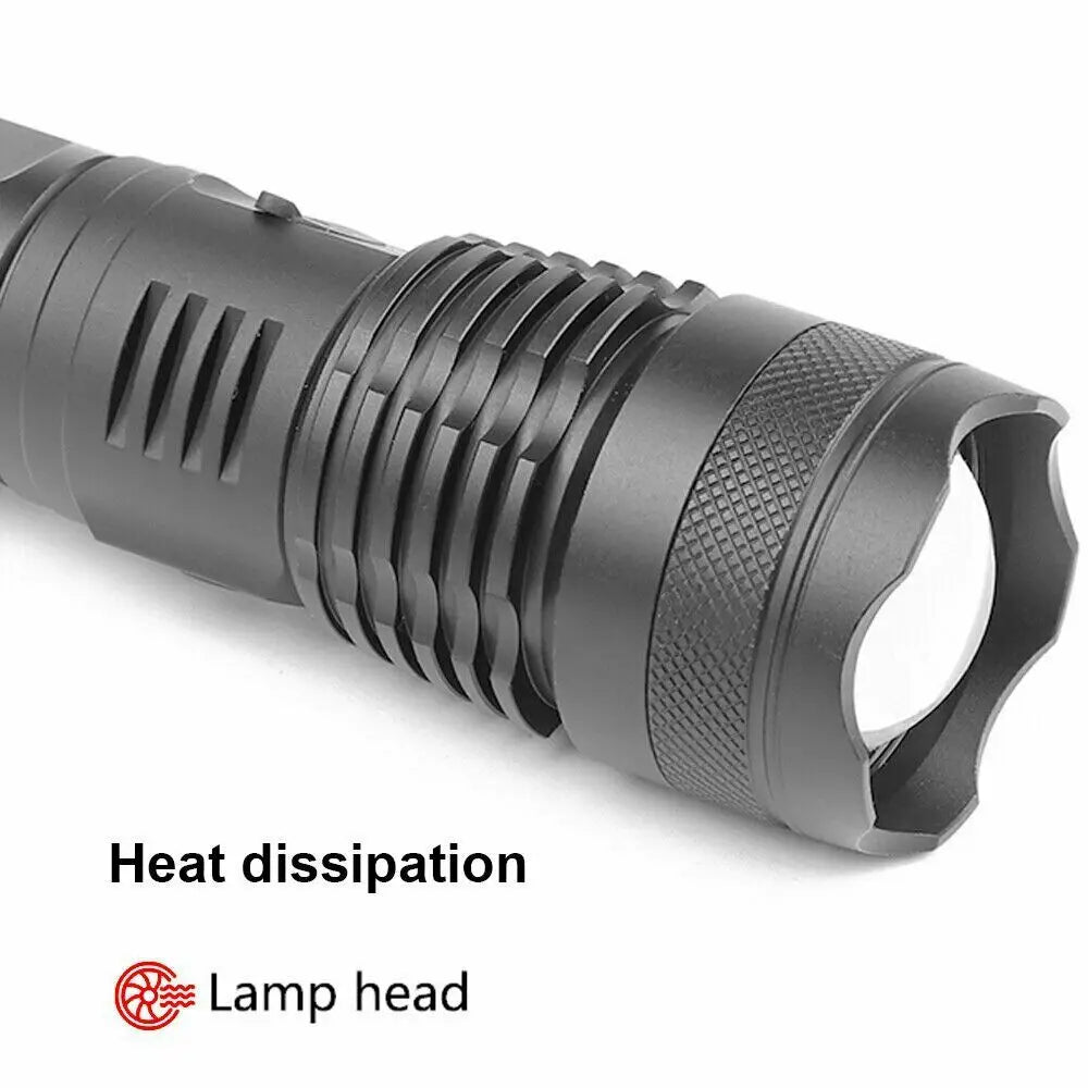 XHP50 900000 Lumens Zoom Flashlight LED Rechargeable Lamp Torch 5000mah Battery