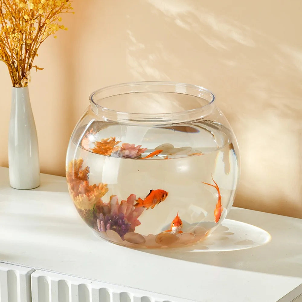 Home Decor Clear Transparent Round Fish Tank Plastic Small Fish Bowl creative light luxury Desktop Aquarium Bowl Living Room