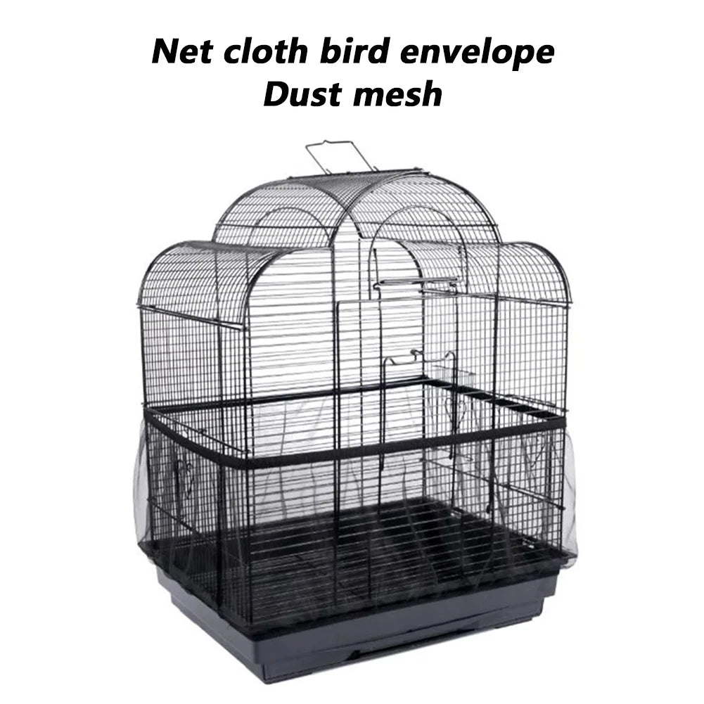 Bird Cage Cover Nylon Mesh Parrot Catcher Bird Supplies Cage Cover Airy Mesh Net Easy Cleaning Seed Catcher Accessory