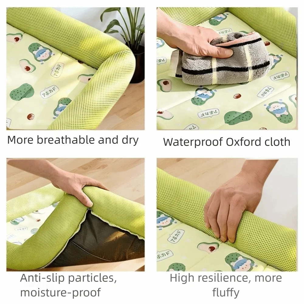 Square Cooling Puppy Bed Breathable Soft Dog Sleeping Pad Neck-protecting Dirt-resistant Pet Cooling Mat for Dogs Cats