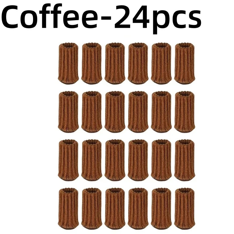24PCS Floor Protector Chair Leg Sock Cute Anti-Noise Elastic Table Foot Cover Knitting Non-Slip Protective Case