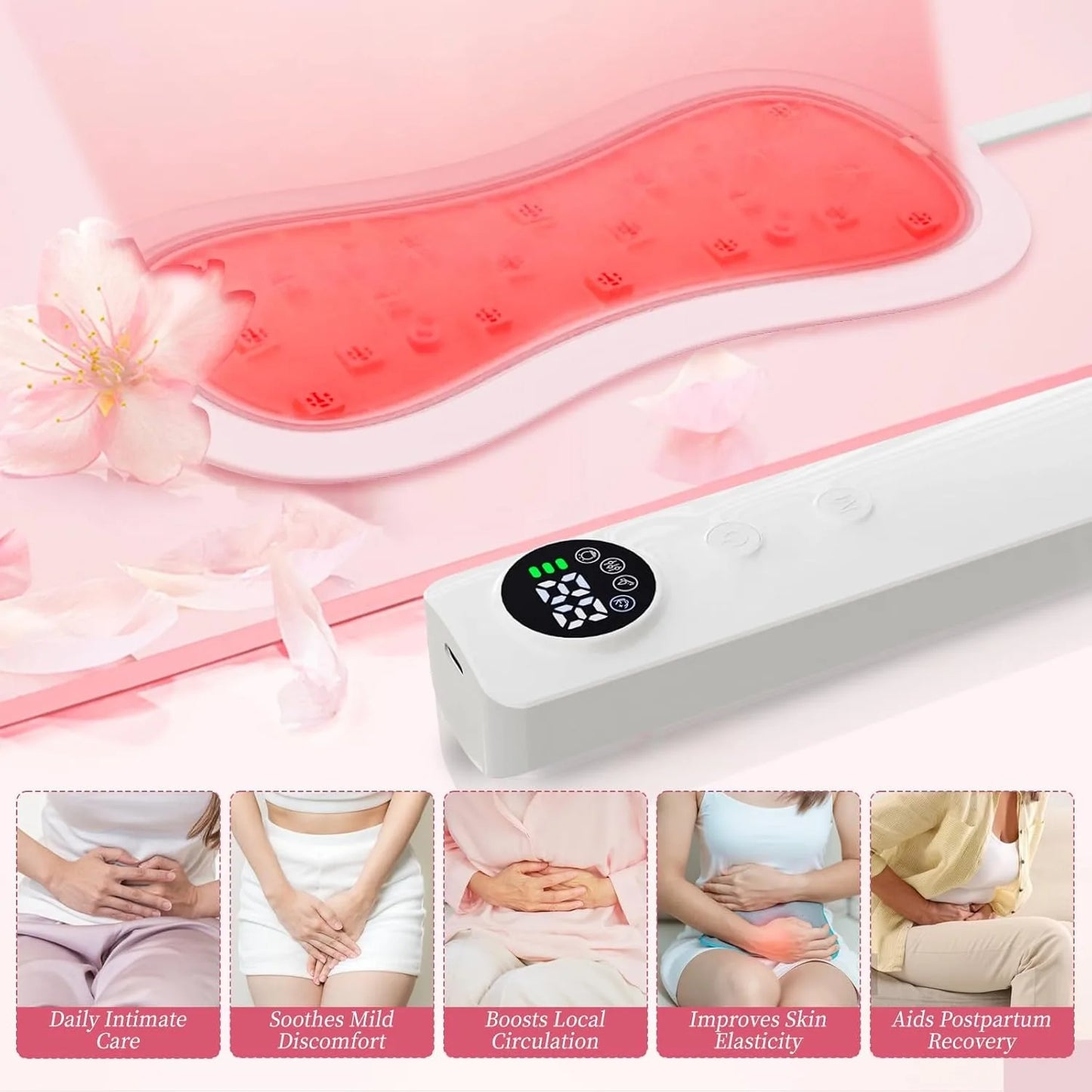 Red Light Therapy Device for Women Vulva Itching Vaginitis Dysmenorrhea 4-in-1 Intimate Care Silicone Pad 660nm 460nm 850nm