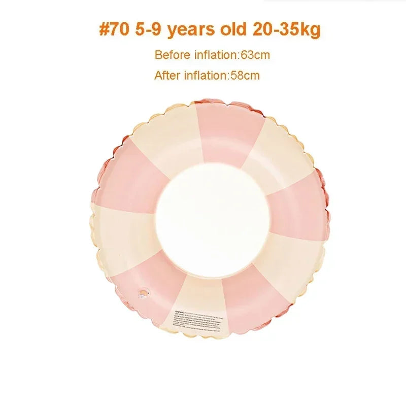 Children's Swimming Ring PVC Striped Swimming Ring Summer Boys Girls Inflatable Floating Cushion Swimming Tube Floating Donuts