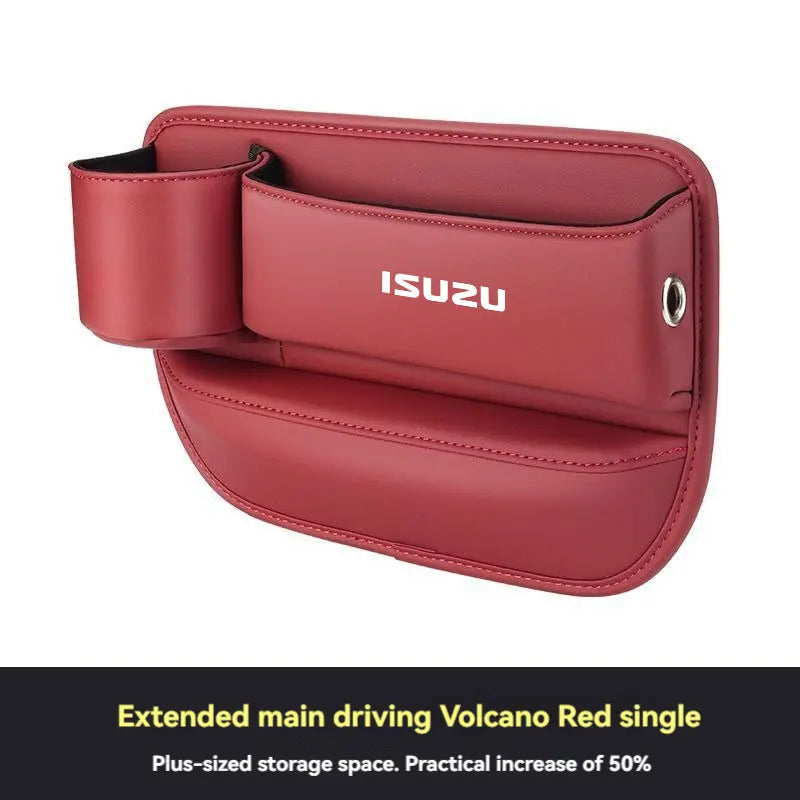 For ISUZU Car Accessories Leather Car Seat Gap Organizer Crevice Side Storage Box Filler Side Storage Pocket with Cup Holder
