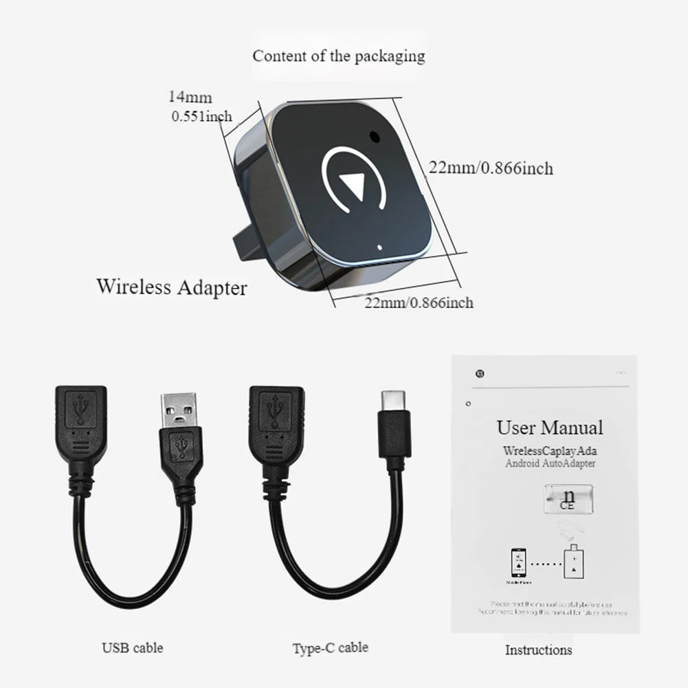 2 in 1 Wireless CarPlay Android Auto Adapter Smart Box Convert Wired To Wireless Auto Connect Plug & Play for Factory Wired Cars