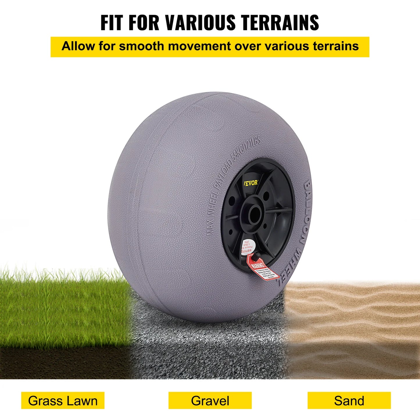 SucceBuy Beach Balloon Wheels 9/13/15.7" Replacement Sand Tires TPU Cart Tires for Kayak Dolly Canoe&Buggy w/ Free Air Pump 2Pcs