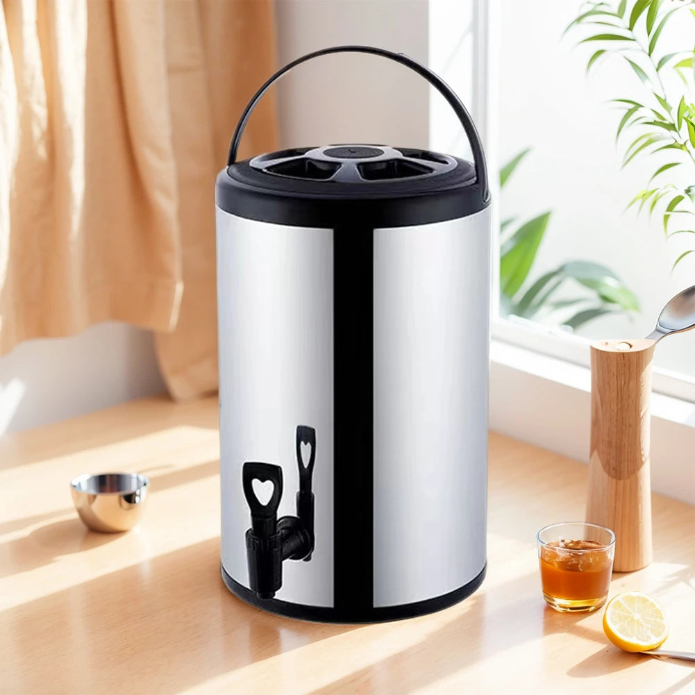 Stainless Steel Beverage Dispenser 6L/8L with Faucet Insulated Beverage Dispenser Hot Coffee Insulated Barrel for Hot Beverages