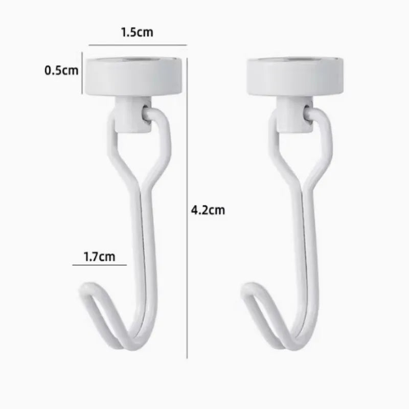 Neodymium Magnetic Hooks 5KG - 360° Rotating No Drill Hangers for Fridge/Doors, 4PCs Heavy Duty Kitchen Organizer (Black/White)