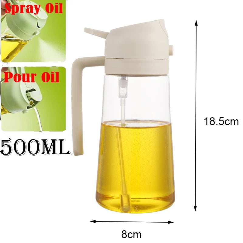 Oil Spray Bottle Oil Cruet Dispenser  Kitchen Items and Accessories 500ml Oil Spray for Cooking Plastics Spray Pour Camping BBQ