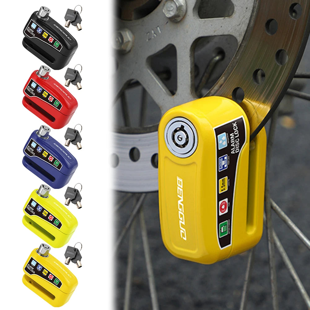 Motorcycle Alarm Wheel Disk Brake Lock with Keys Bicycle Alarm Disc Brake Electric Lock Anti Theft Motorcycle Bike Accessories