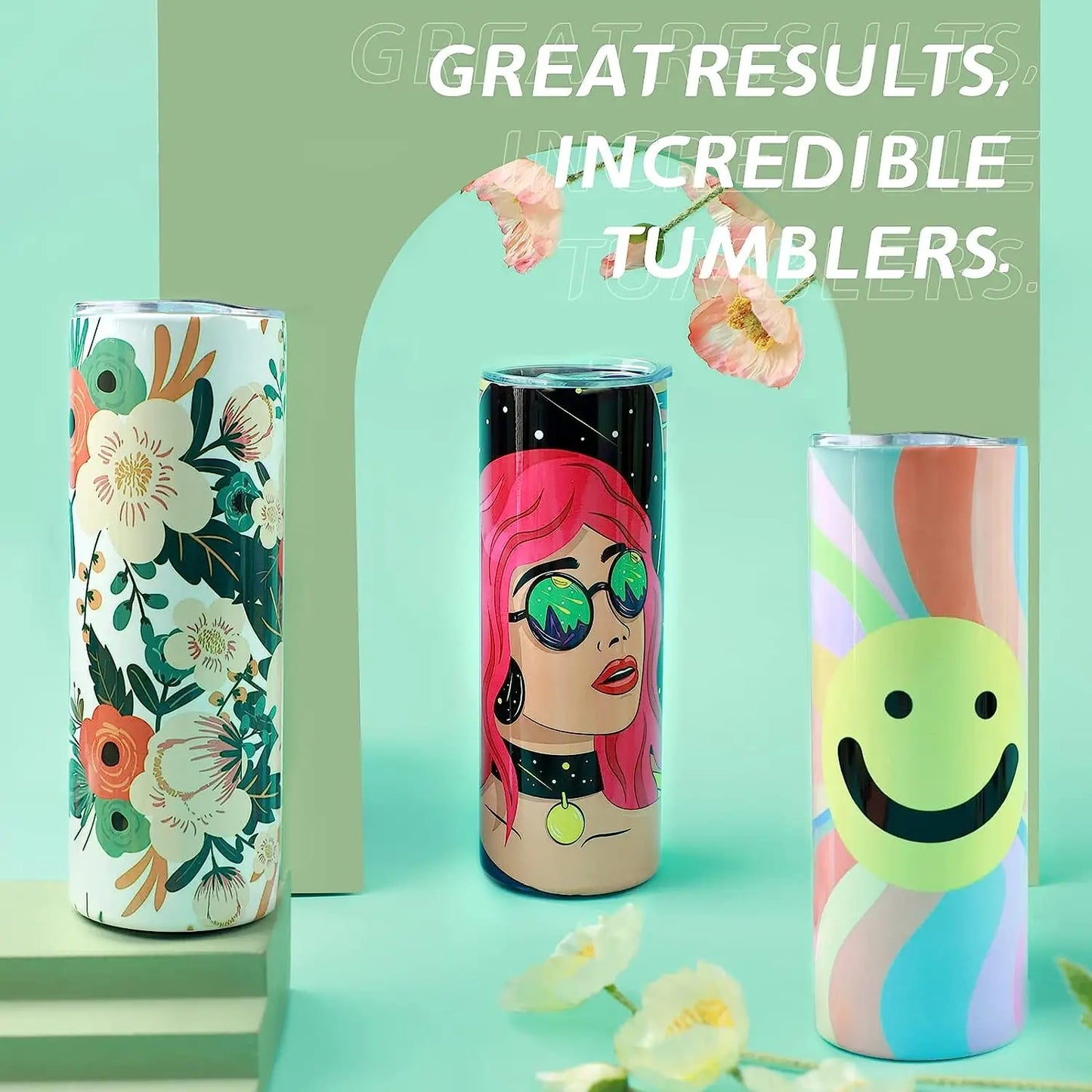 HTVRONT 16/24/48Pcs 20oz Straight Sublimation Tumblers Bulk Blank Stainless Steel Sublimation Tumbler with Sublimation Paper