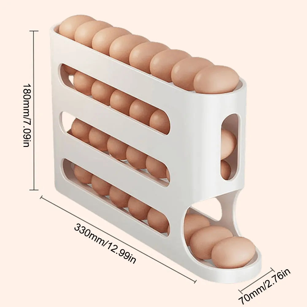 4 Layers Refrigerator Egg Dispenser Space-Saving Stackable Egg Organizer Kitchen Rolling Eggs Container for Refrigerator Storage