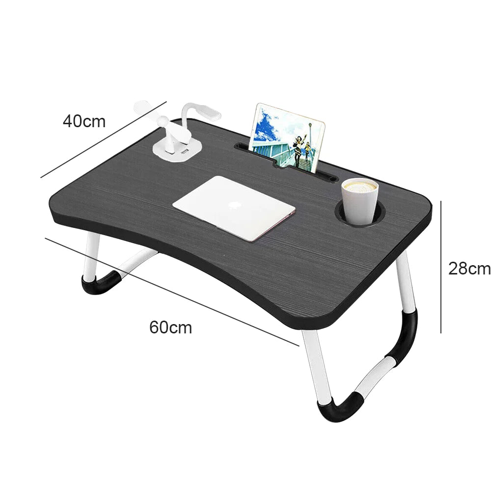 Laptop Bed Table Foldable Lap Standing Desk with Cup Slot for Indoor/Picnic Tray