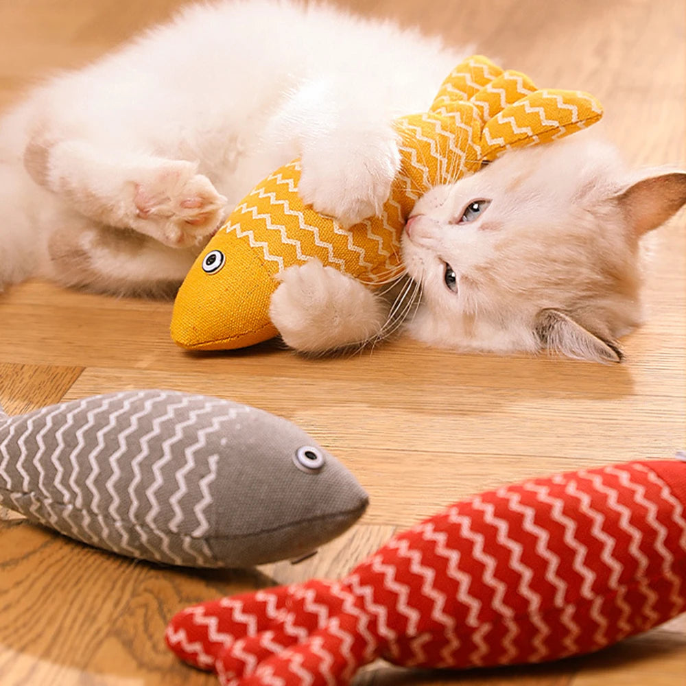 Random Style Fun Cat Sackcloth Fish Toy High With Catnip Fish Pet Cat Gnawing Inside The Toy Room Pet  Cat DogToy