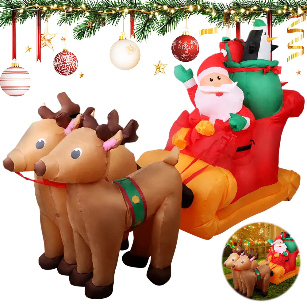 Christmas Inflatable Decorations Santa Claus Reindeer Inflatable Toys Festive Atmosphere Indoor Courtyard Lawn Decorations