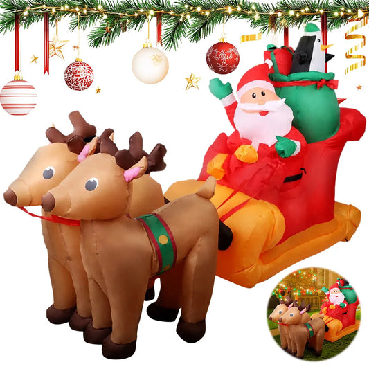 Christmas Inflatable Decorations Santa Claus Reindeer Inflatable Toys Festive Atmosphere Indoor Courtyard Lawn Decorations