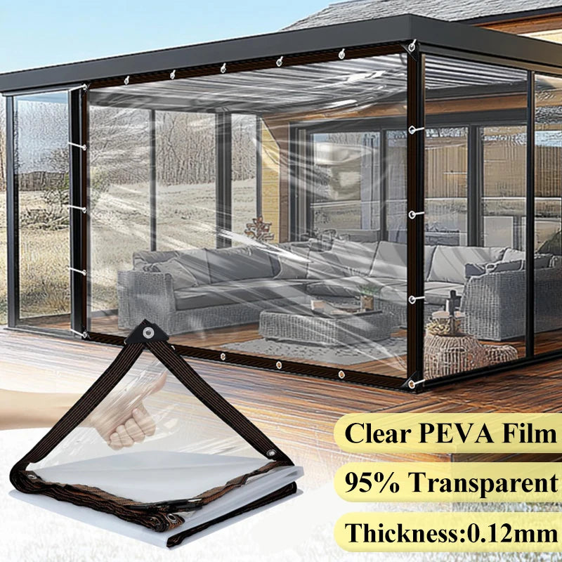 Transparent Waterproof Cloth Rainproof and Sunscreen Tarpaulin - Very Suitable for Garden Courtyard Balcony Sunshade and Camping