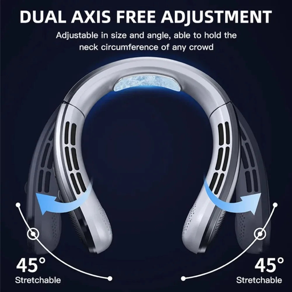 Digital Display Power Bladeless Fan Neckband Air Cooler USB Rechargeable Fan Cooling Tool USB  Portable Mini Hanging Neck Fan