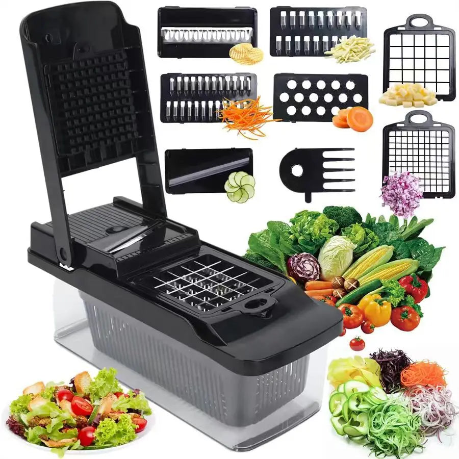 14IN1 Multifunctional Vegetable Chopper with Handle, Food Grater, Egg Separator, Vegetable Slicer Dicer, Kitchen Cutter