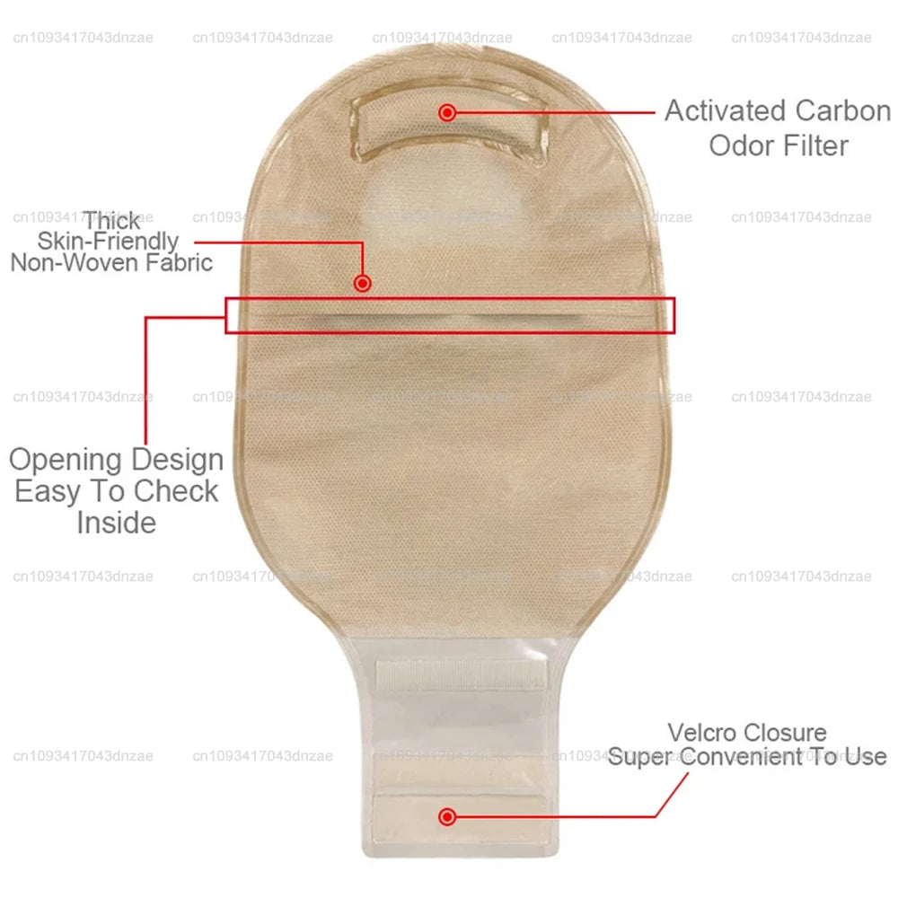 10barriers or 10bags Medical Ostomy Supplies Colostomy Bags Two Piece Drainable Pouches with hoop and look Ileostomy Stoma Care