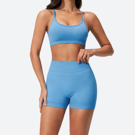 Seamless Women Yoga Suit 2pieces Fitness Gym Clothing Sports Set Sports Underwear High Waist Shorts Gym Workout Running Yoga Set