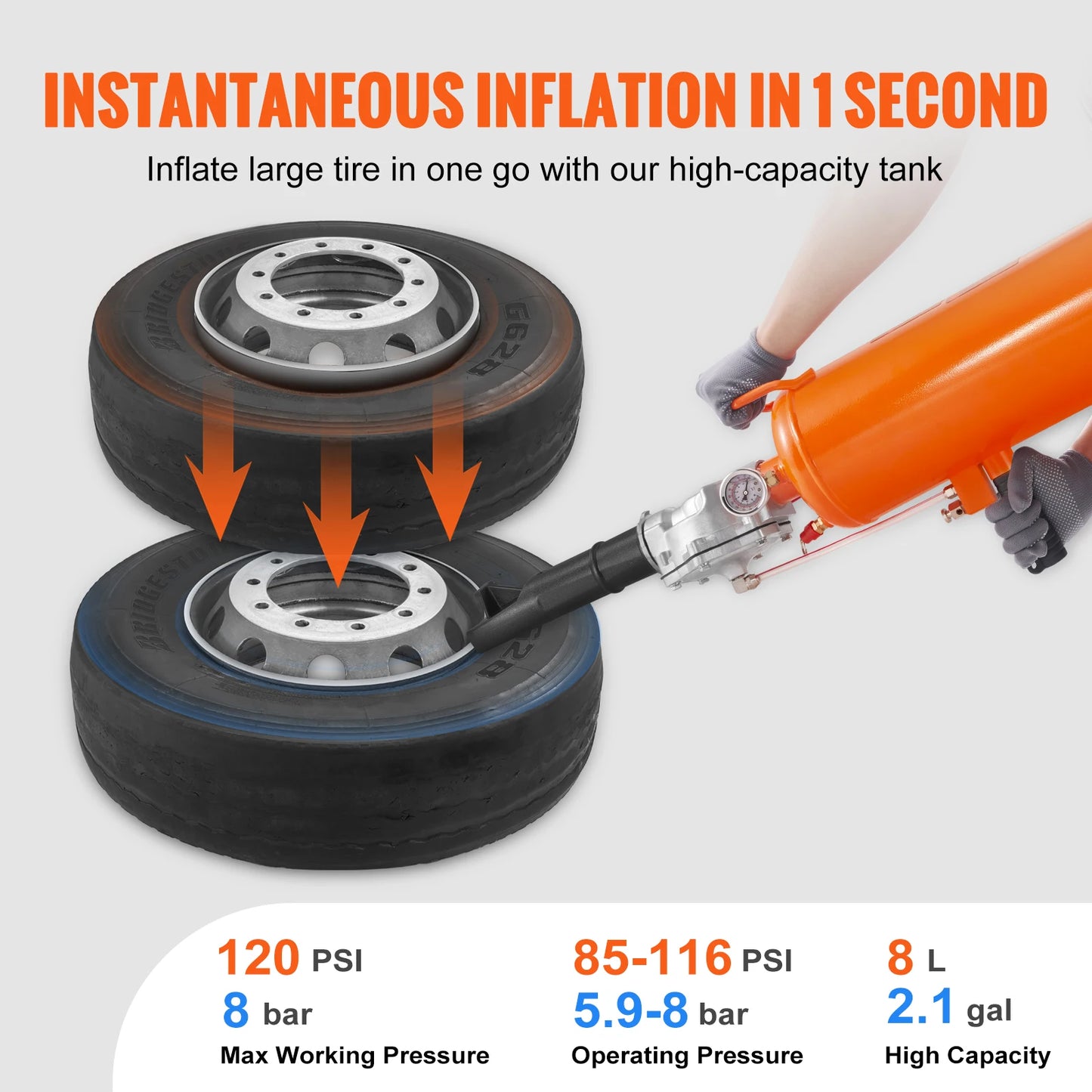 SucceBuy Tire Bead Seater 8L/9L Air Tire Bead Blaster Handheld & Portable Inflation Tool for Truck, Car, Tractor Tire Repairs