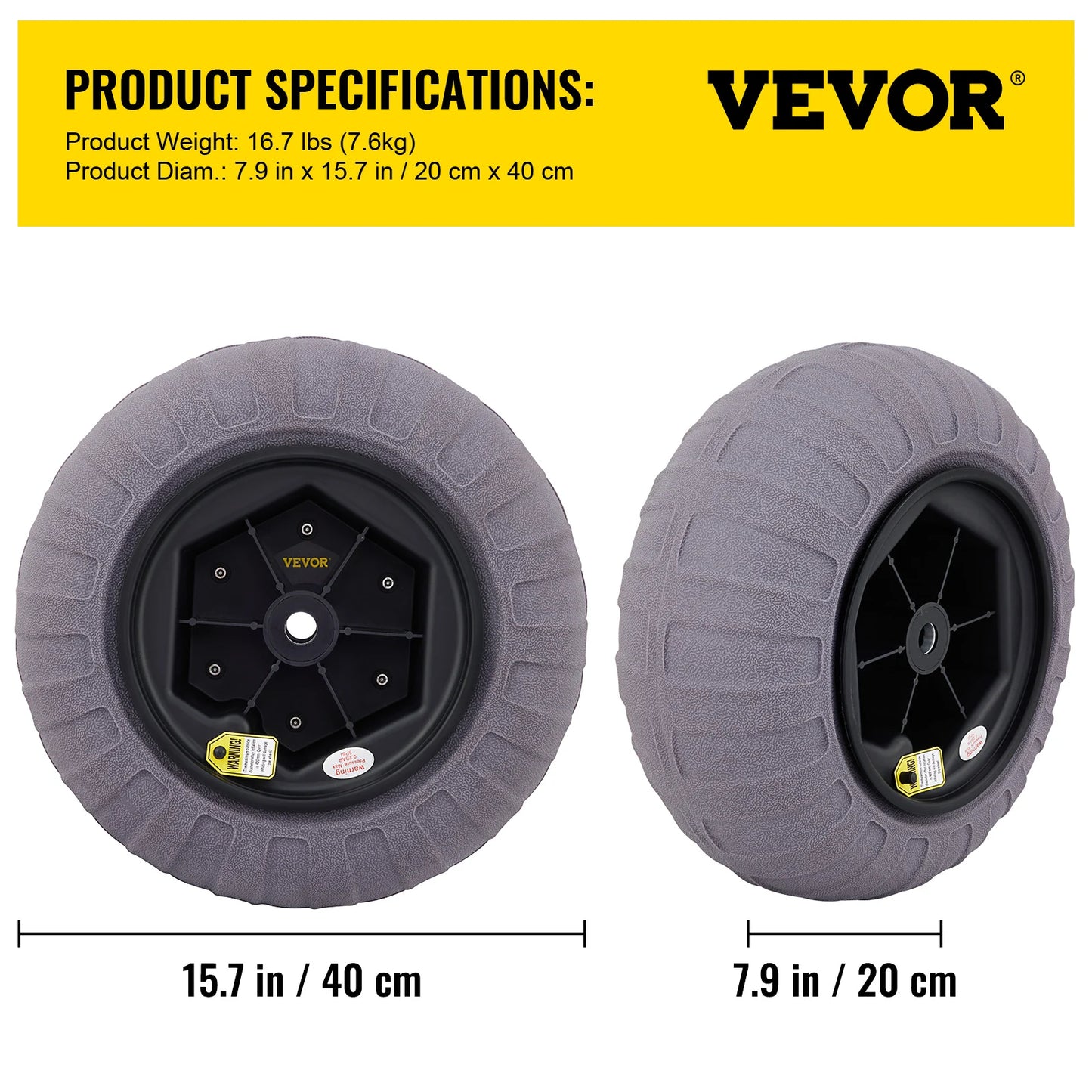 SucceBuy Beach Balloon Wheels 9/13/15.7" Replacement Sand Tires TPU Cart Tires for Kayak Dolly Canoe&Buggy w/ Free Air Pump 2Pcs