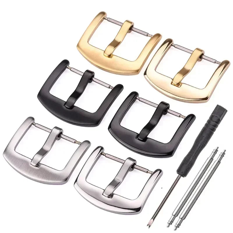 Stainless Steel Watch Buckle for Leather Strap Pin Buckle Strap Buckle Black Silver Rose Gold Strap Accessories Duck Tongue Clip
