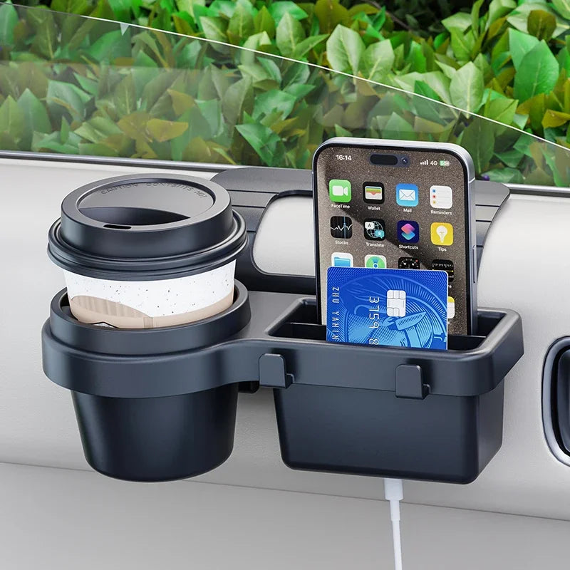 Car Cup Holder Phone Mount Organizer Auto Interior Storage Tray Door Window Pocket Rack Multifunctional Drink Bottle Accessory