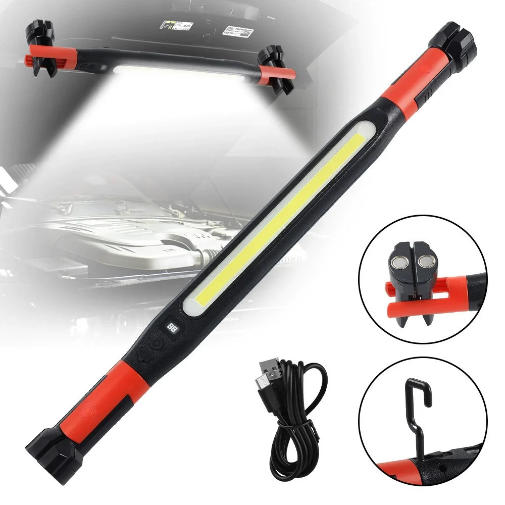1PC Rechargeable LED Mechanic Work Light 1200LM Magnetic 360 Degree Swivel Flashlight For Car Repair Auto Garage Workshop Use