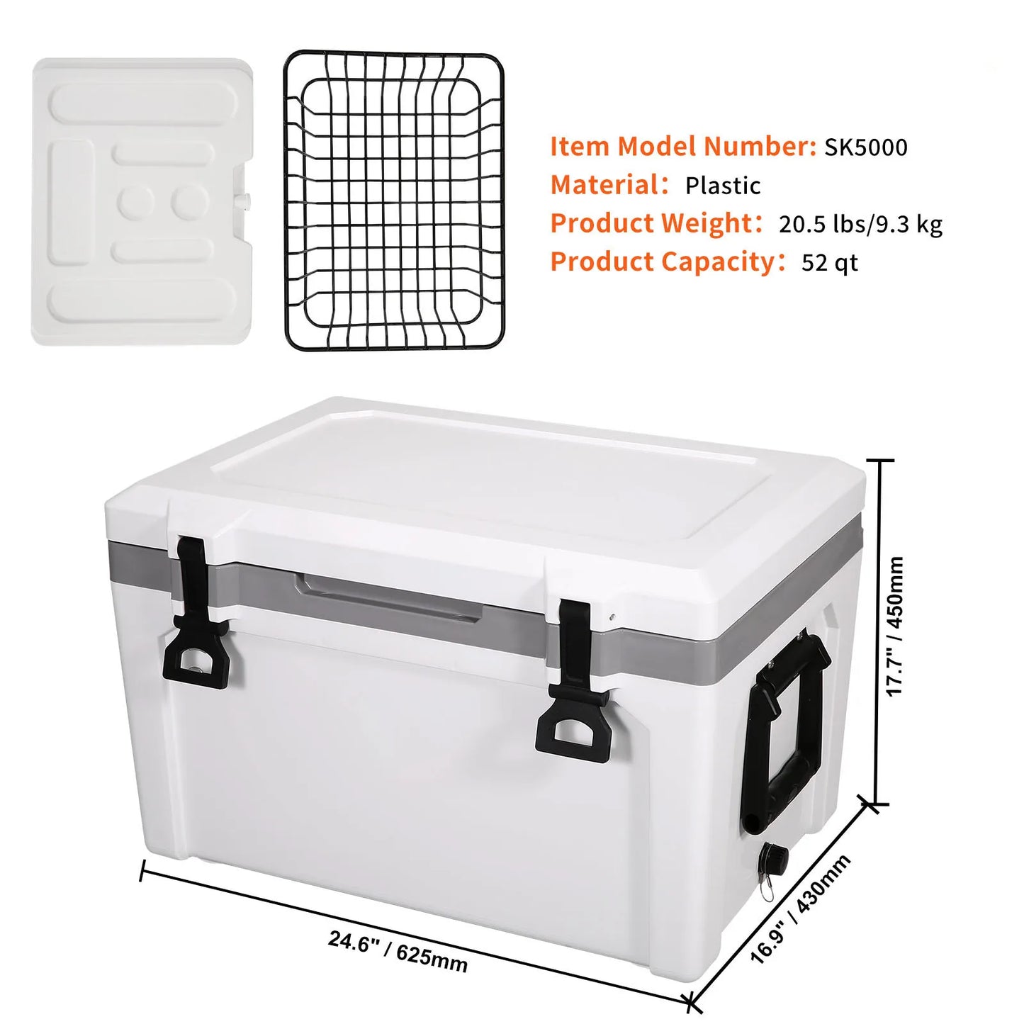 SucceBuy 25/33/45/52QT Portable Hard Cooler Fully Insulated Ice Chest Cooling Box Goods Basket for Beach Outdoor Camping Travel