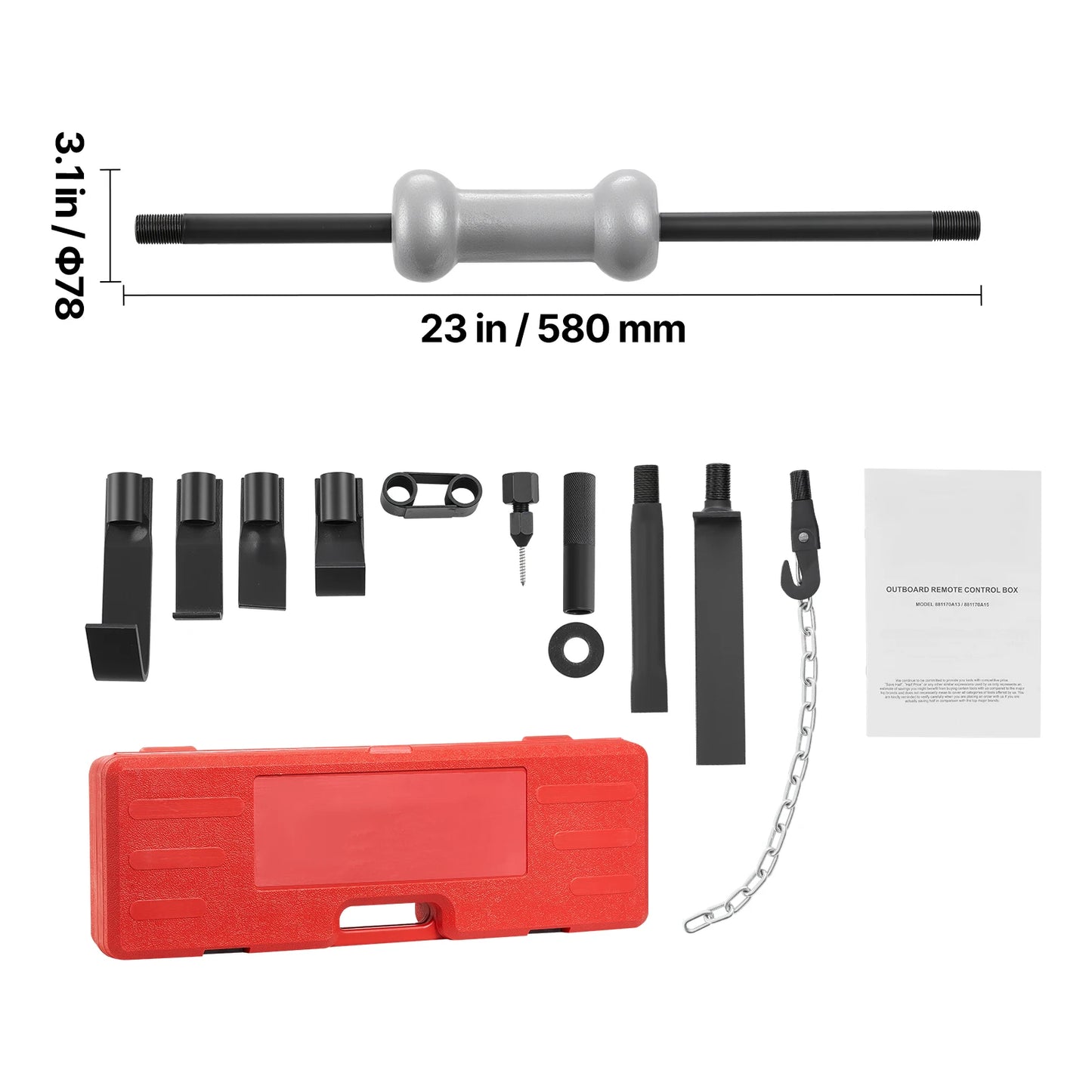 SucceBuy Dent Puller Kit 10/13 lbs 13/14-in-1 Hammer Auto Body Truck Repair Frame with Carry Case Extension Rod Non-Slip Handle