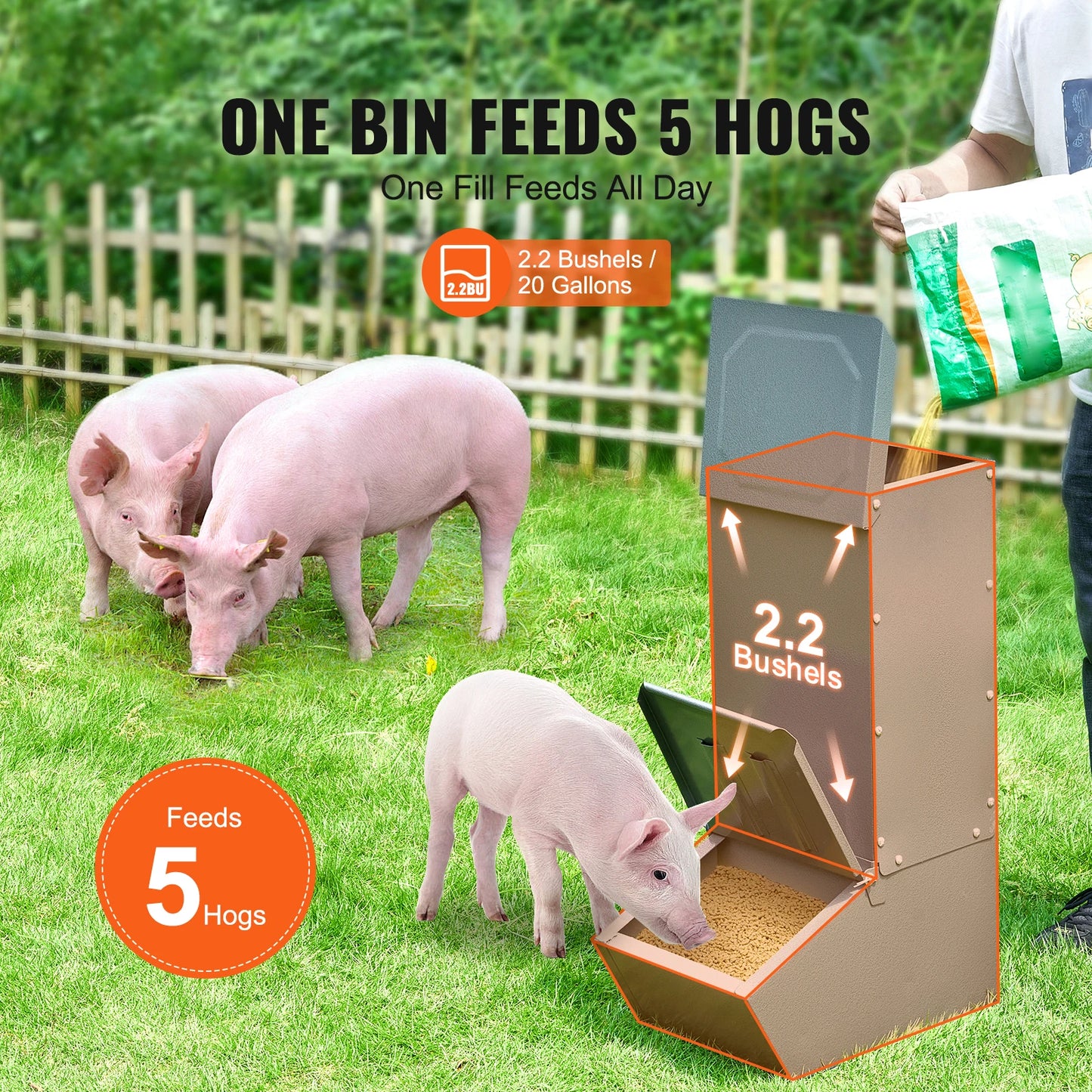 SucceBuy  Hog Feeder Heavy Duty Steel Piglets Feeder Multipurpose Trough Creep Feeder Farm Accessory Outdoor Livestock Feeder