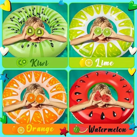 90 size inflatable swimming ring - fruit patterned swimming inner ring with anti leakage valve, thick PVC material
