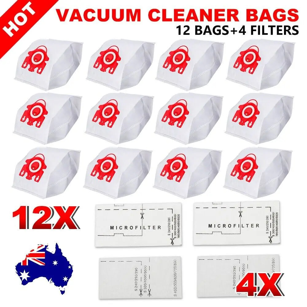 12x Vacuum Cleaner Filters Dust Bags Set For Miele FJM Hyclean COMPACT C1 C2 S4