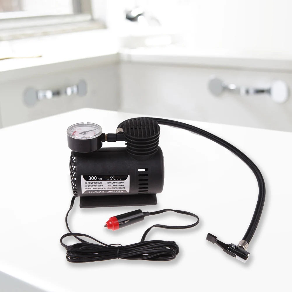 12V Smart Tire Pump with Pressure Gauge Car Electric Tire Inflator Auto Tire Infaltor Pump for Moto Bike Car Tyre