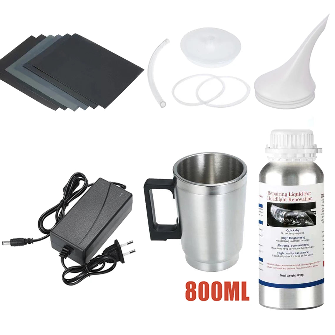 Car Headlight Chemical Polishing Kit Auto Headlight Restoration Kit Garage Workshop Tool Light Liquid Polymer Varnish Evaporator