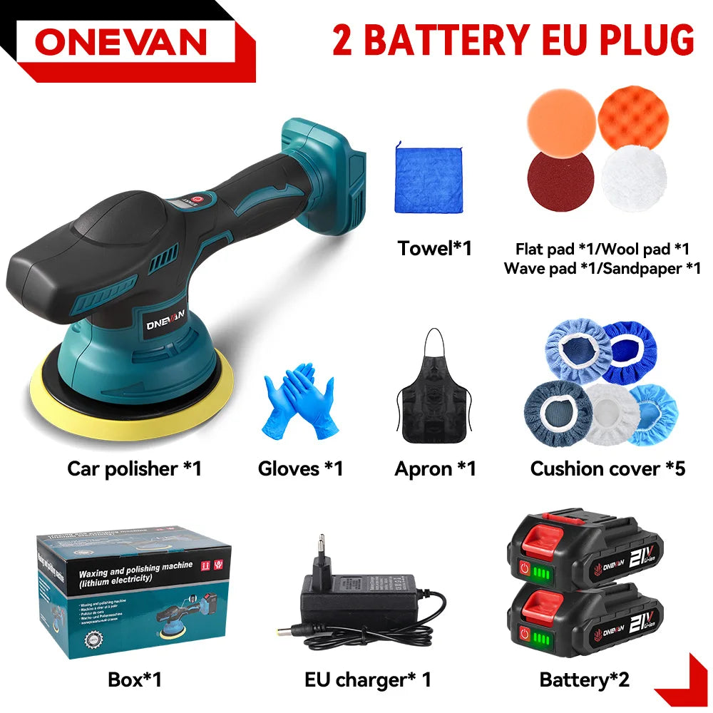 ONEVAN 8Gear Digital Display Cordless Car Polisher Electric Polisher Auto Car Waxing Polishing Tools For Makita 18V Battery Pin