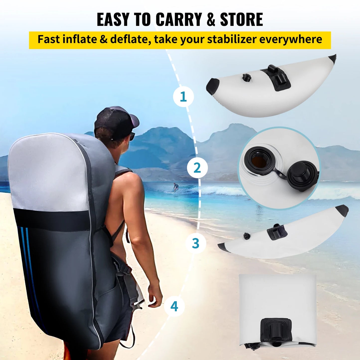 SucceBuy 2PcsKayak Outrigger Stabilizer Inflatable Outrigger Float Standing Float Stabilizer System Kit for Canoes Fishing Boats
