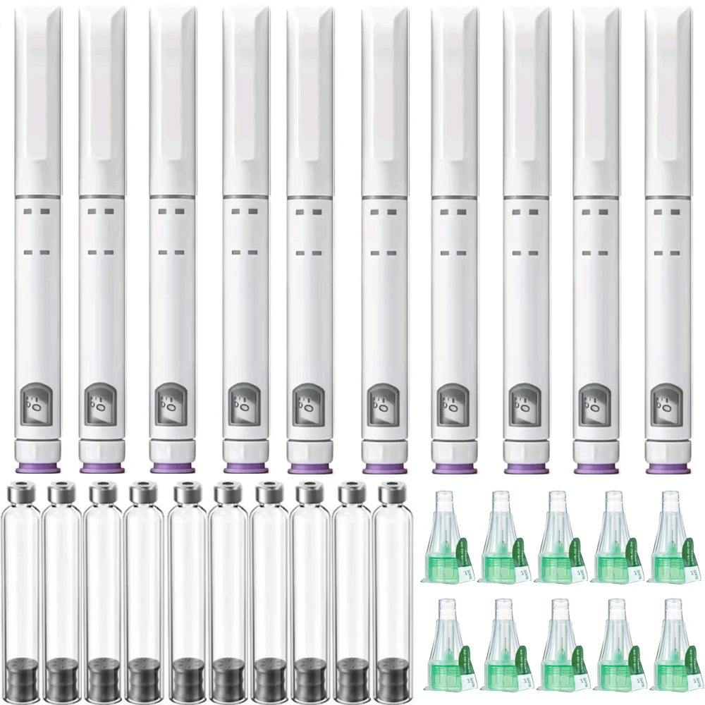 Disposable Sterile Injection Pen Insulin Injection Pen Adjustable Growth Hormone Dose 60U with 3ml Cartridges & 32G 4mm Pen Tip