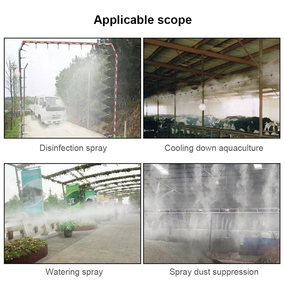 5M/10M Atomization Sprinkler with 20cm Rotating Copper Nozzle Balcony Rainforest Sprayer Adjustable 360 Degree Bend for Garden