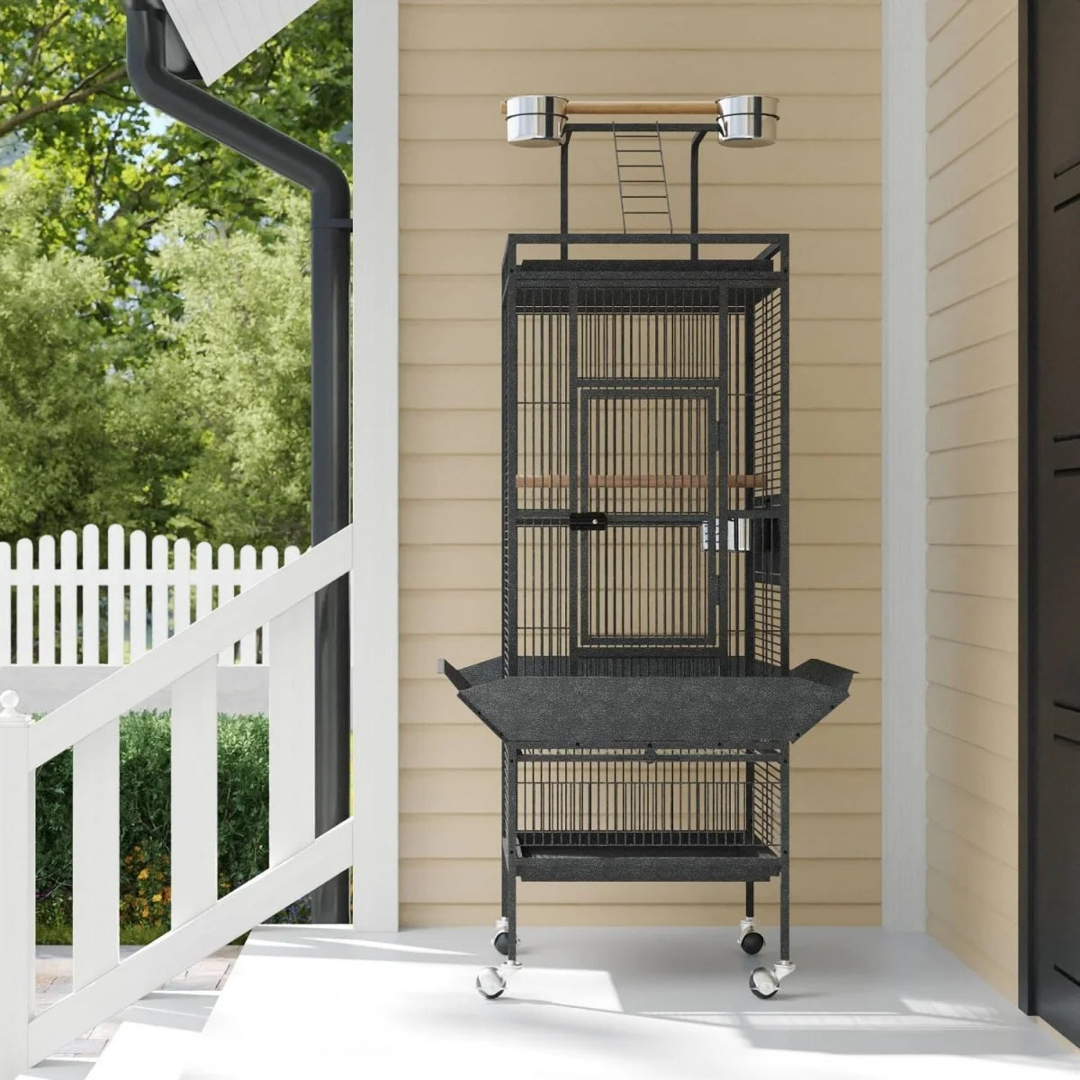 61 Inch Large Bird Cage, Metal Bird Fight Cage with Feed Bowls, Wide Tall Parrot Cage for Parakeets,Conures,Cockatiel,Cockatoo