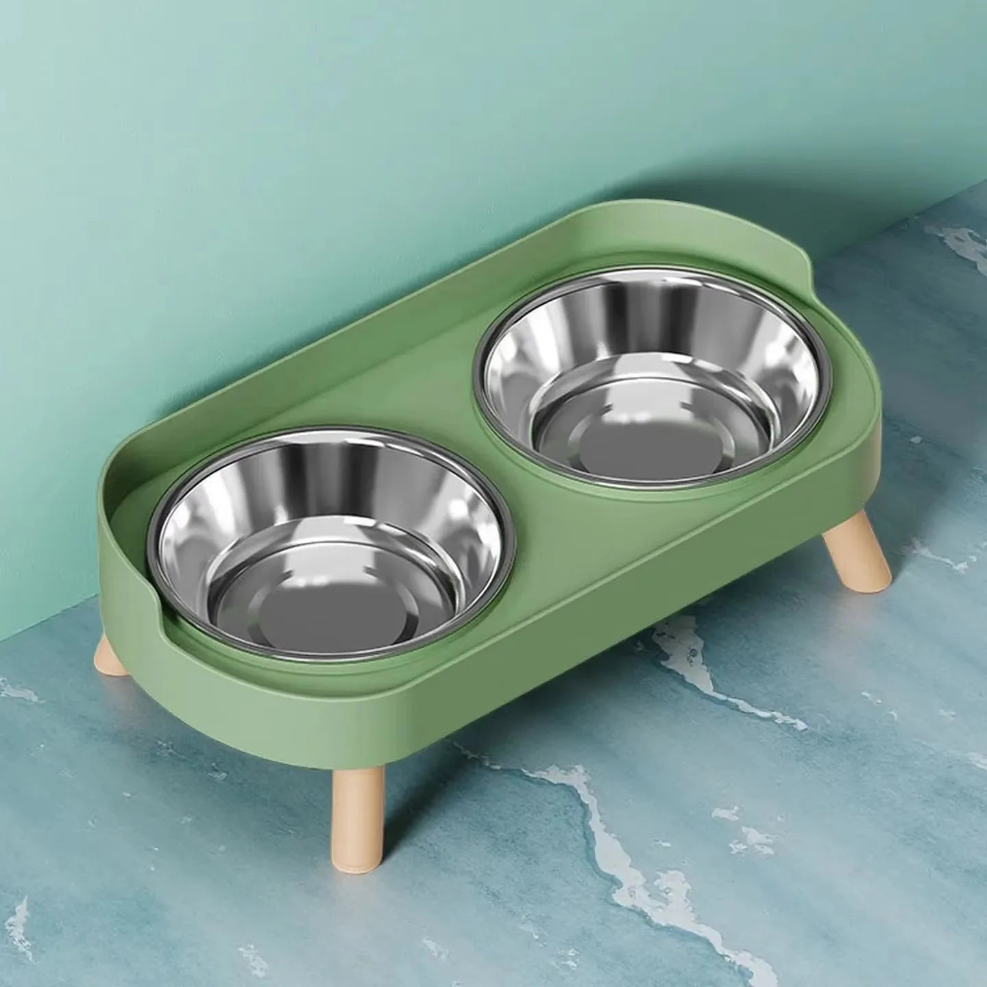 Fashion Pet Dual Food And Water Station Stainless Steel Bowls with Neck Support for Cats And Dogs