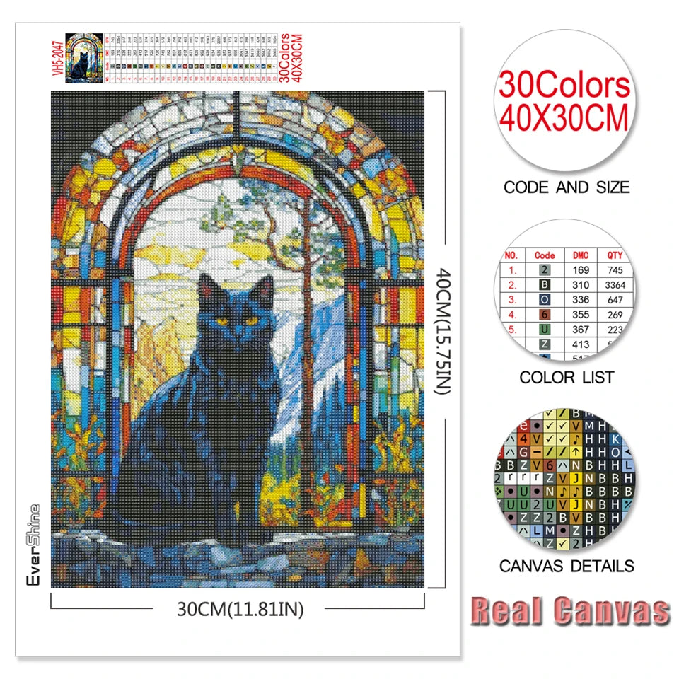 EverShine New Arrivals Diamond Mosaic Cat Lion Complete Kit Painting Animal Stained Glass Art Embroidery Dragon Halloween Decor