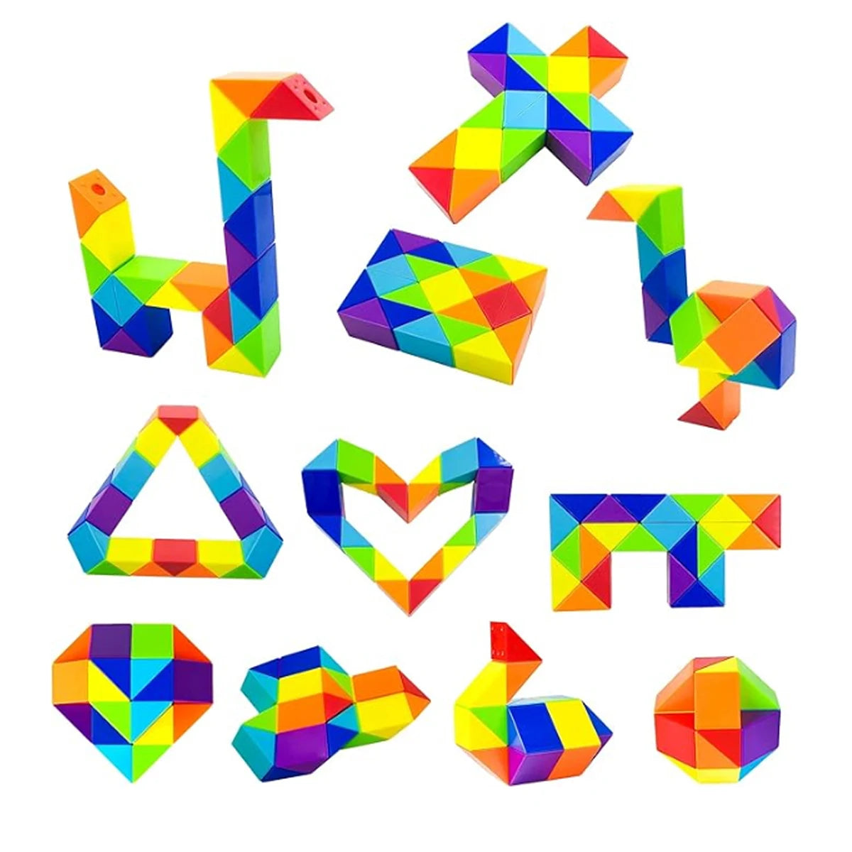 SENGSO 24/36/48/60/72/96 segments Fidget Snake Cube Puzzle Toys - Party Favors & Goodie Bag Fillers, Rainbow Colors