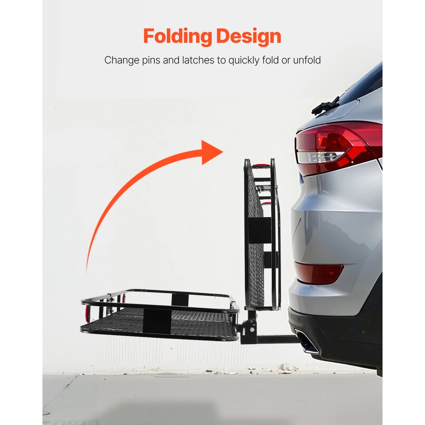 SucceBuy Hitch Cargo Carrier with Nighttime Reflective Reminder Folding Hitch Mount Cargo Carrier with Hitch Stabilizer for SUV