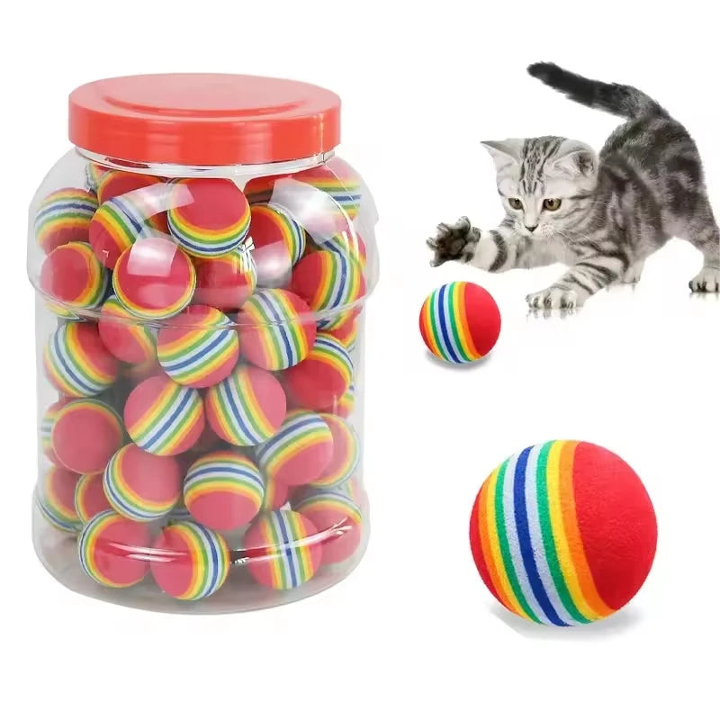 10-30Pc Colorful Cat Toy Ball EVA Bite-Resistant Elastic Rainbow Ball Kitten Puppy Chewing Training Interactive Toy Pet Supplies