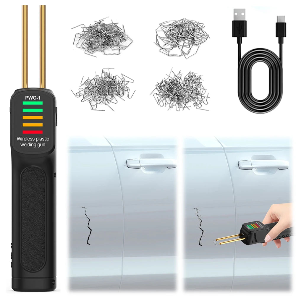 300W Plastic Welder Gun with 200 Hot Staples PVC Welding Kit Car Bumper Repair Multi Functional Tool